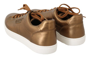 Gold Leder Herren Casual Turnschuhe