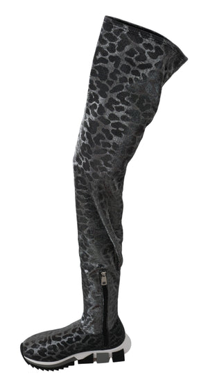 Grau Leopard High Top Sneakers Booties Schuhe
