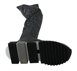 Grau Leopard High Top Sneakers Booties Schuhe