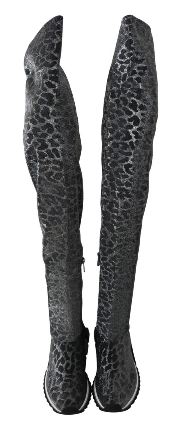 Grau Leopard High Top Sneakers Booties Schuhe