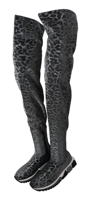 Grau Leopard High Top Sneakers Booties Schuhe