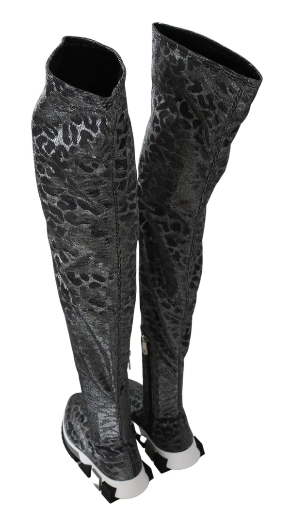 Grau Leopard High Top Sneakers Booties Schuhe