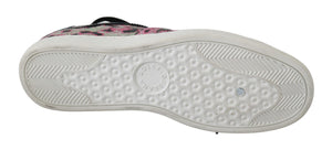 Rosa Leopard Print Training Leder Flache Turnschuhe