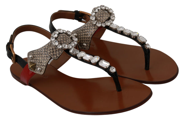 Leder Ayers Kristall Sandalen Flip Flops Schuhe