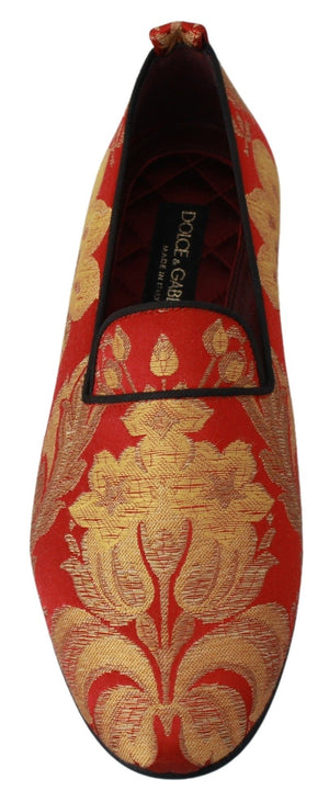 Rot Gold Brokat Hausschuhe Loafers Schuhe