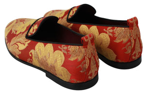 Rot Gold Brokat Hausschuhe Loafers Schuhe
