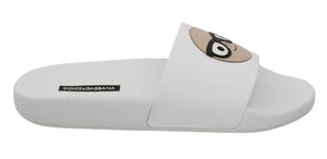 Weißes Leder #dgfamily Rutschen Schuhe Sandalen