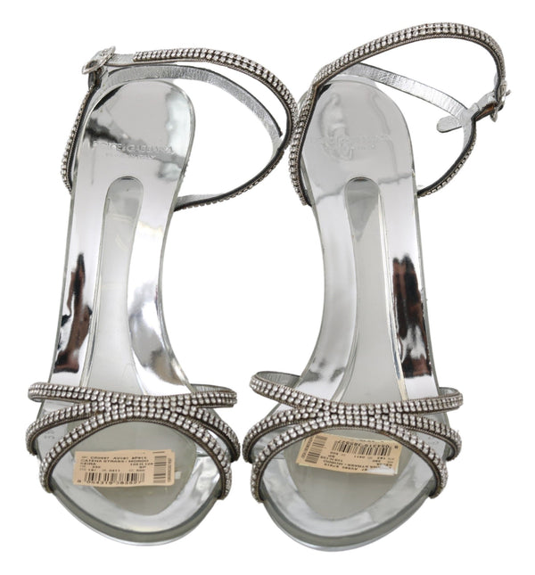 Silberne Kristall-Knöchelriemen-Sandalen Schuhe