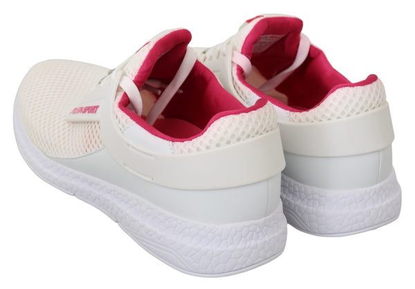 Weiß Rosa Polyester Becky Turnschuhe Schuhe