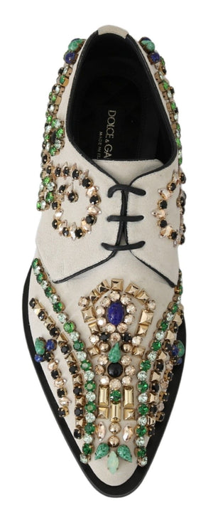 Weiße Wildleder Kristall Kleid Broque Schuhe