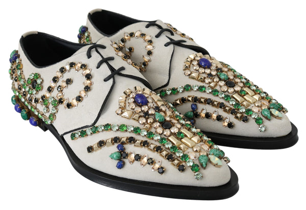 Weiße Wildleder Kristall Kleid Broque Schuhe