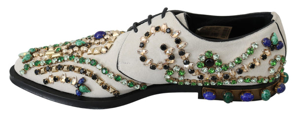 Weiße Wildleder Kristall Kleid Broque Schuhe