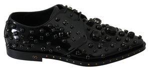 Schwarz Leder Kristalle Kleid Broque Schuhe