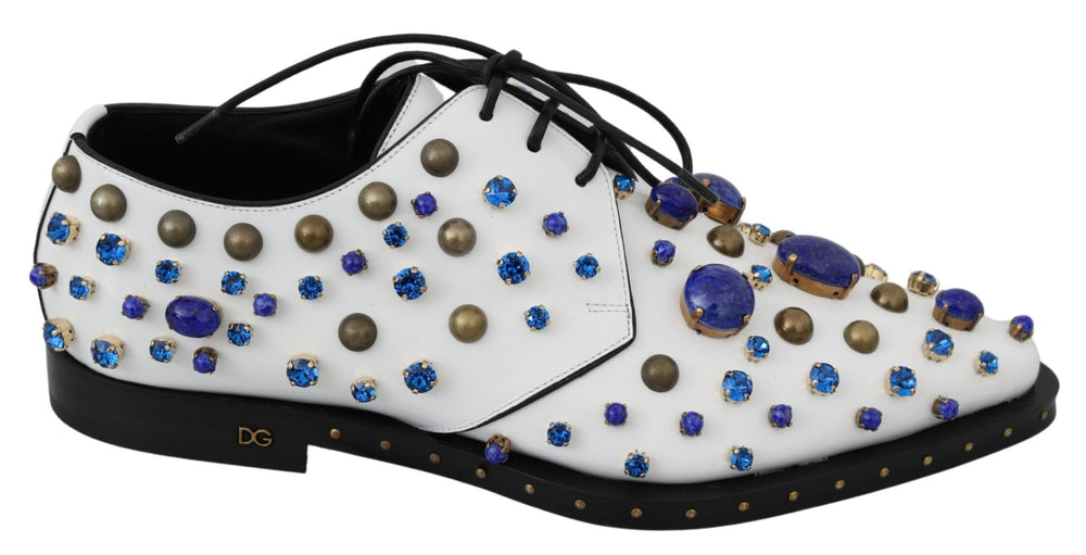 Weiß Leder Kristalle Kleid Broque Schuhe