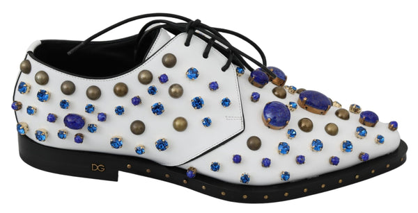 Weiß Leder Kristalle Kleid Broque Schuhe
