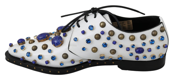Weiß Leder Kristalle Kleid Broque Schuhe