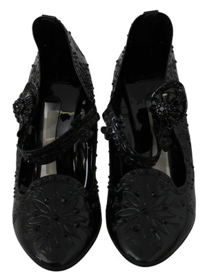 Schwarz Floral Kristall CINDERELLA Heels Schuhe