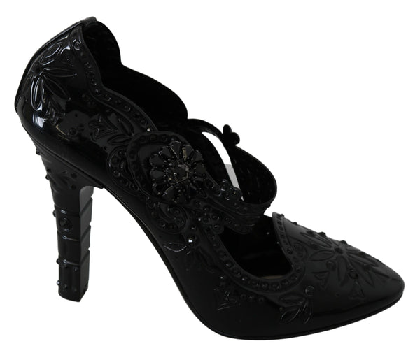 Schwarz Floral Kristall CINDERELLA Heels Schuhe