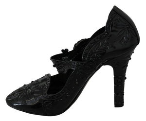 Schwarz Floral Kristall CINDERELLA Heels Schuhe