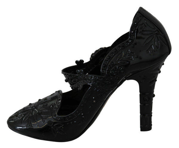 Schwarz Floral Kristall CINDERELLA Heels Schuhe