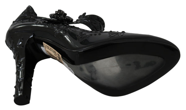 Schwarz Floral Kristall CINDERELLA Heels Schuhe