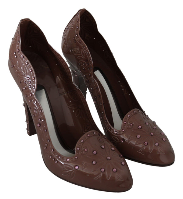 Braune Floral Crystal Heels CINDERELLA Schuhe