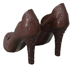 Braune Floral Crystal Heels CINDERELLA Schuhe
