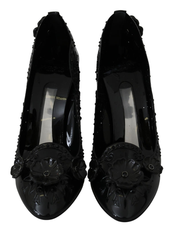 Schwarz Floral Kristall CINDERELLA Heels Schuhe
