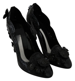 Schwarz Floral Kristall CINDERELLA Heels Schuhe