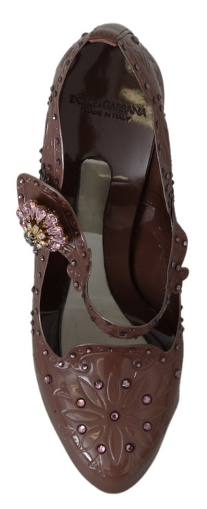 Braun Floral Kristall CINDERELLA Heels Schuhe