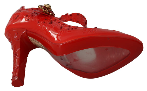 Rote florale Kristall CINDERELLA Heels Schuhe