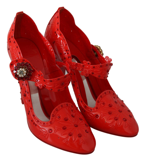Rote florale Kristall CINDERELLA Heels Schuhe