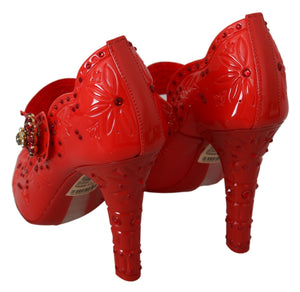 Rote florale Kristall CINDERELLA Heels Schuhe