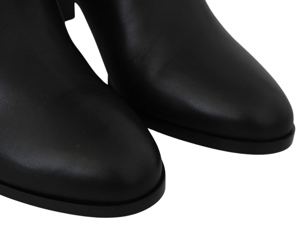 Elegante Stiefel mit Absatz aus schwarzem Kalbsleder