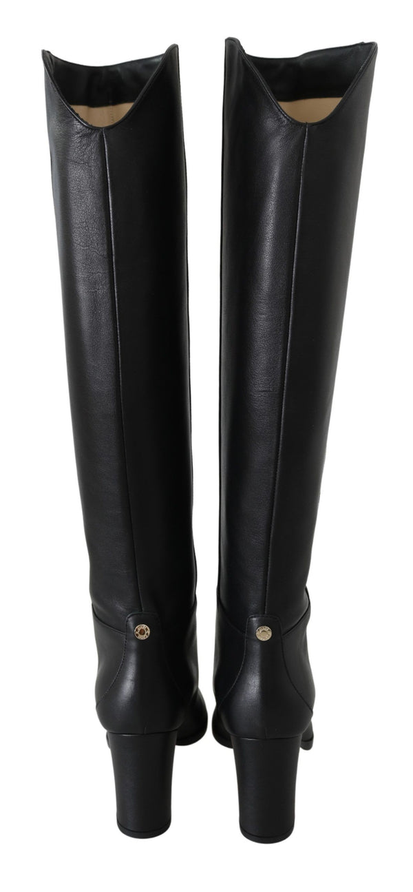 Elegante Stiefel mit Absatz aus schwarzem Kalbsleder