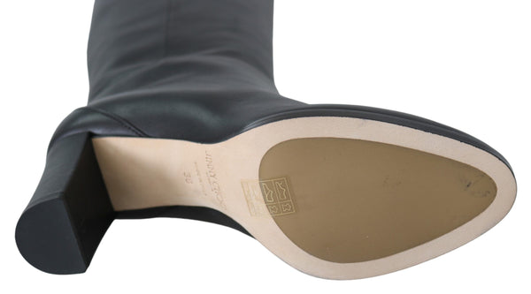Elegante Stiefel mit Absatz aus schwarzem Kalbsleder