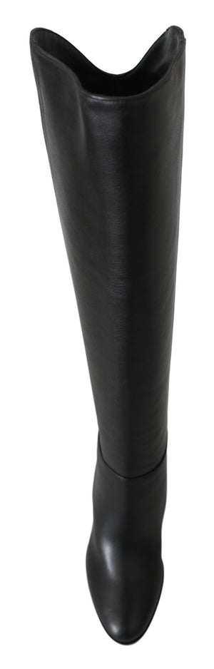 Elegante Stiefel mit Absatz aus schwarzem Kalbsleder