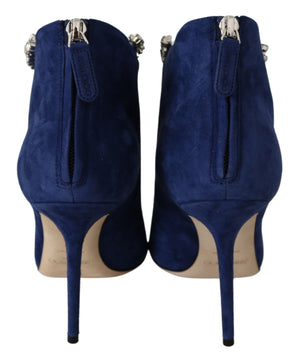 Pop Blaue Kristall-Riemen-Stiefel mit Absatz