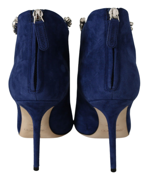 Pop Blaue Kristall-Riemen-Stiefel mit Absatz