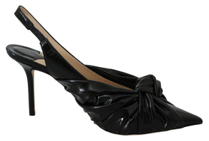 Elegante Pumps aus schwarzem Leder mit spitzer Zehe