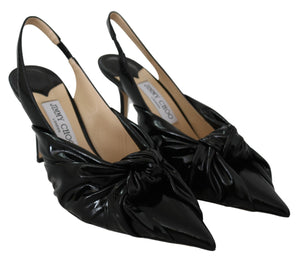 Elegante Pumps aus schwarzem Leder mit spitzer Zehe