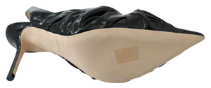 Elegante Pumps aus schwarzem Leder mit spitzer Zehe