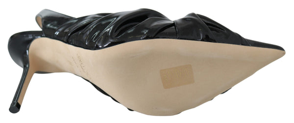 Elegante Pumps aus schwarzem Leder mit spitzer Zehe