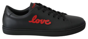 Schwarz Leder Liebe Herz Turnschuhe Damen Schuhe