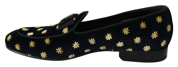 Blau Samt Krone Hausschuhe Loafers Schuhe