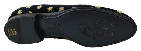 Blau Samt Krone Hausschuhe Loafers Schuhe
