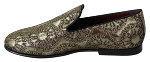 Gold Jacquard Flats Herren Loafers Schuhe
