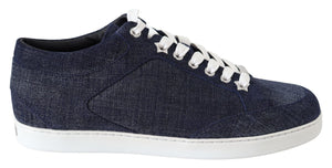 Schicke Slip-On Sneakers aus blauem Denim-Wildleder