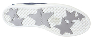 Schicke Slip-On Sneakers aus blauem Denim-Wildleder