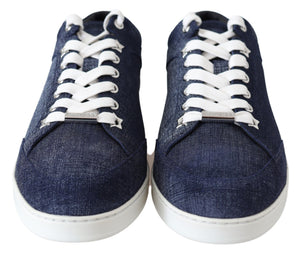 Schicke Slip-On Sneakers aus blauem Denim-Wildleder